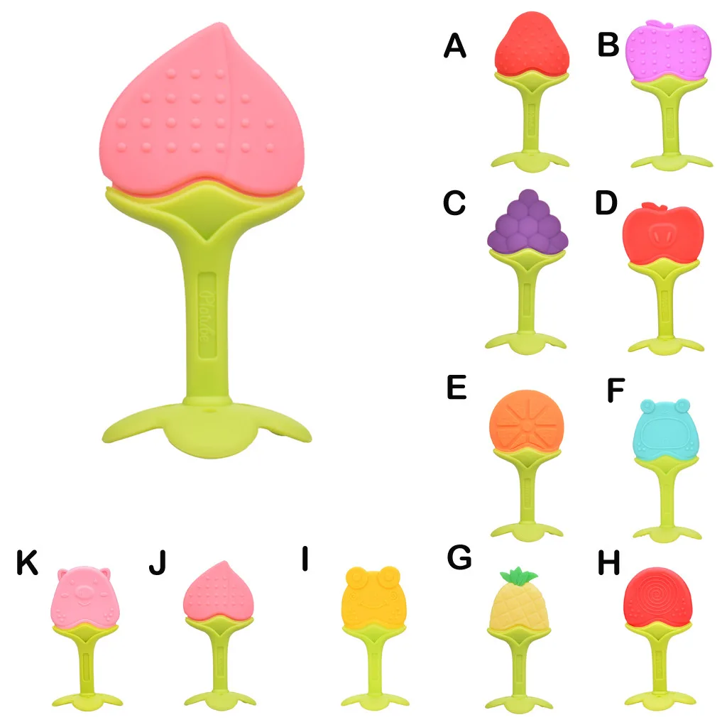 Детский Прорезыватель для зубов фруктовый мягкий игрушки, Силиконовые Прорезыватели для младенцев интересный виноградный Оранжевый Персик прорезывание зубов обучающая игрушка для малышей# p4