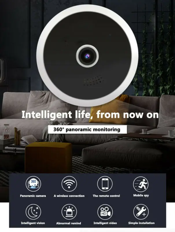 

1080P V380 360 degree Panoramic Fisheye Wifi Baby,Pet Security Monitor IP Camera