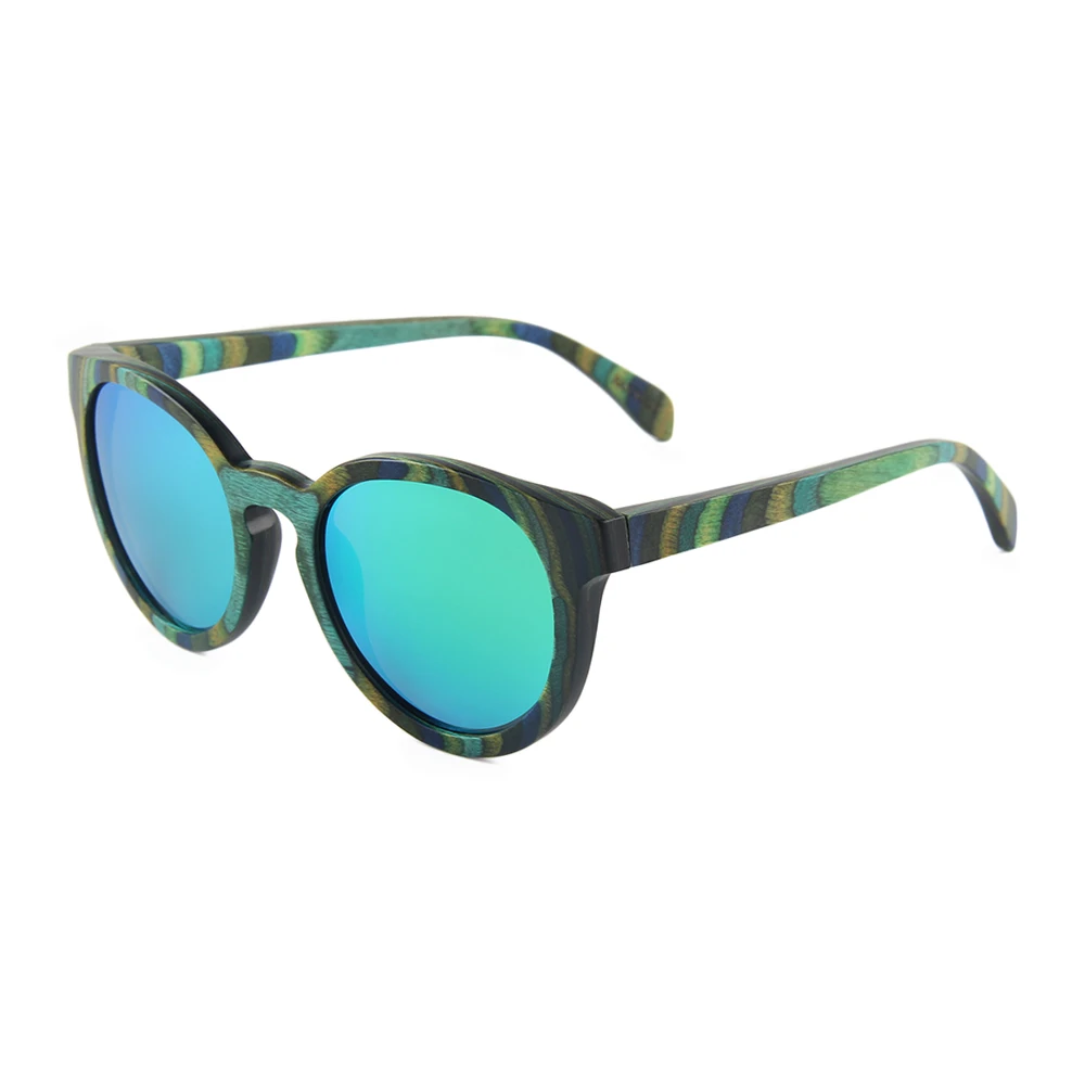Мода г. красочные деревянные солнцезащитные очки для женщин для мужчин Винтаж Круглый поляризационные Защита от солнца - Цвет линз: W3005M-1