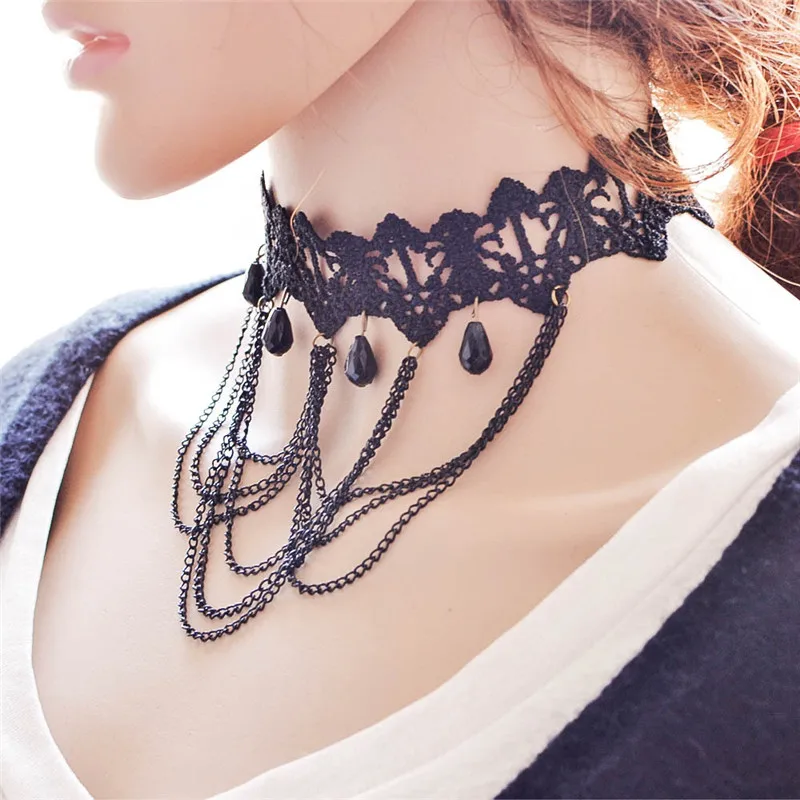 Lace Choker Handmade Black Choker Collar Jewelry Pendant Necklace Woman