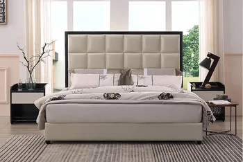 

Europe and America Genuine leather bed frame Soft Beds Home Bedroom Furniture cama muebles de dormitorio / camas quarto 1.8*2 m
