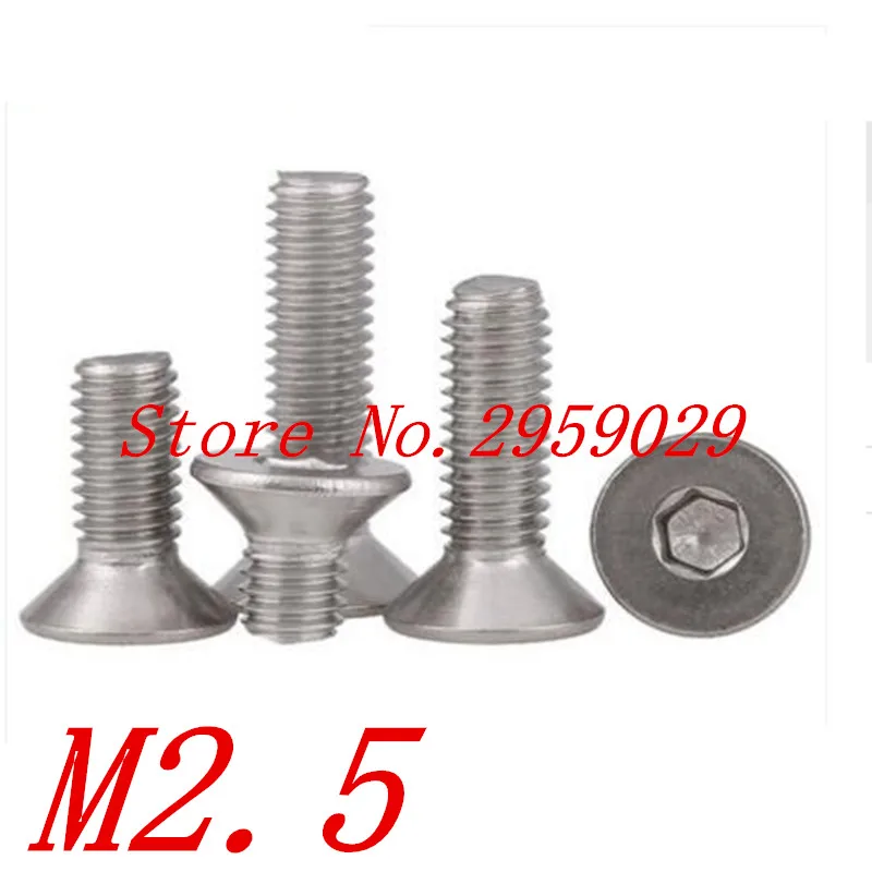 

200pcs DIN7991 M2.5 Stainless steel hex socket countersunk head screw M2.5*4/5/6/8/10/12/16/18/20/22/25/30/35/40