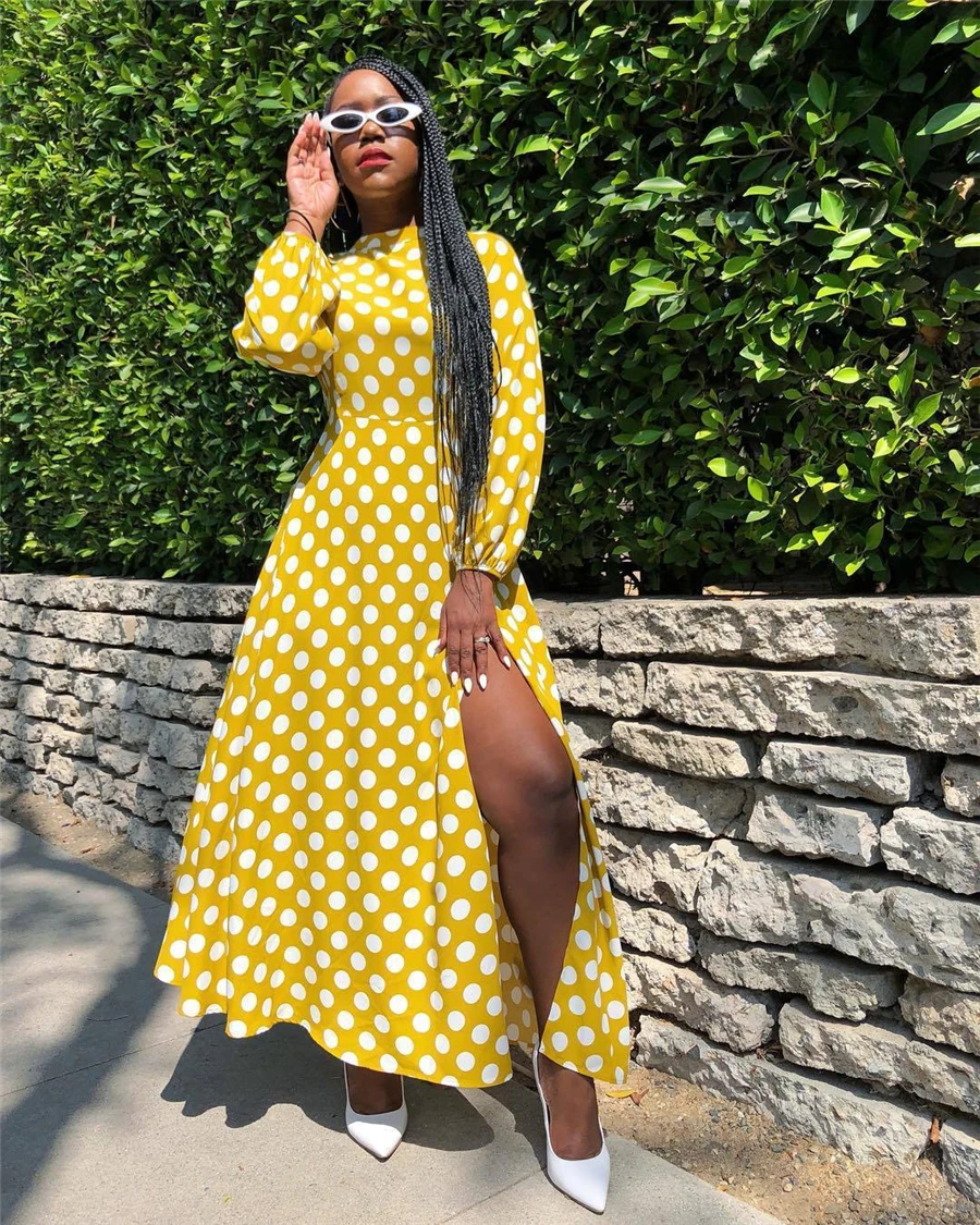 GuyuEra New New African woman dashiki wave dress high slit long skirt Europe and America