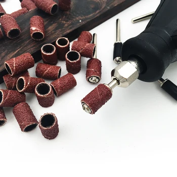 

50pc For Dremel Accessories 1/4" Drum Sanding Kit WIth 5pcs Band Mandrel 3.0mm Shank Rotary Tool Nail Drill Bits Abrasive Tools