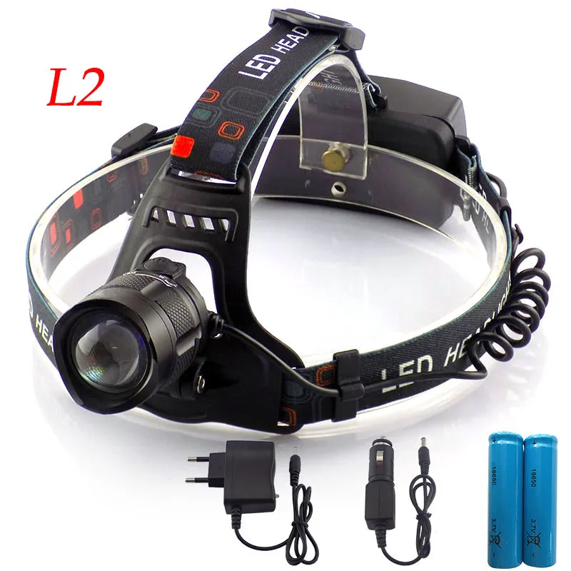 

Powerful XML L2 Led Headlamp Frontale Zoom XM-L2 with Usb Port HeadLight head Lamp Flashlight Lampe + 18650 Battery Charger