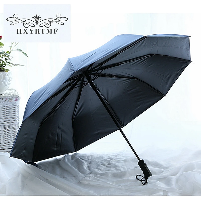 High Quality Windproof Black Umbrellas Large 3 Folding Automatic
