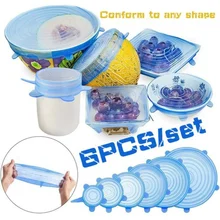 6 шт. многоразовый силикон чаша уплотнение еда Фрукты свежая Защитная крышка посудомоечная машина микроволновая печь пространство кухня хранения эластичная крышка пленка