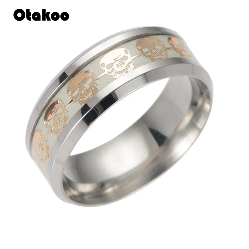 Otakoo 1 шт. светящиеся кольца с черепом для мужчин золото серебро светится в темноте