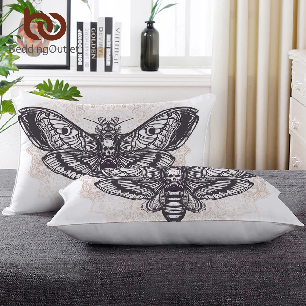 Постельное белье Outlet Death Moth Body Pillow богемное постельное белье бабочка Готический Череп вниз Альтернативная подушка черный белый домашний декор 1 шт