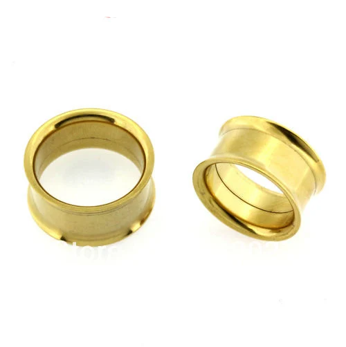 

Gold Anodized Steel Double Flared Internally Threaded Screw on Tunnel 3mm-10mm Mixed Sizes Ear Tunnel