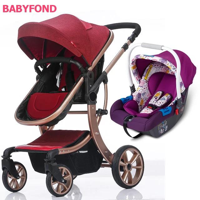 $US $257.40  Free shipping 3 in 1 EU Baby Stroller high quality Export High Landscape trolley Can Sit and Lying 