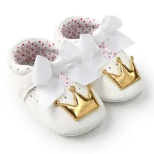 Spring Autumn PU Cute Butterfly Crown Anti-slip Toddler Shoes Princess Baby Soft Soled Shoes Indoor Crib Shoes New