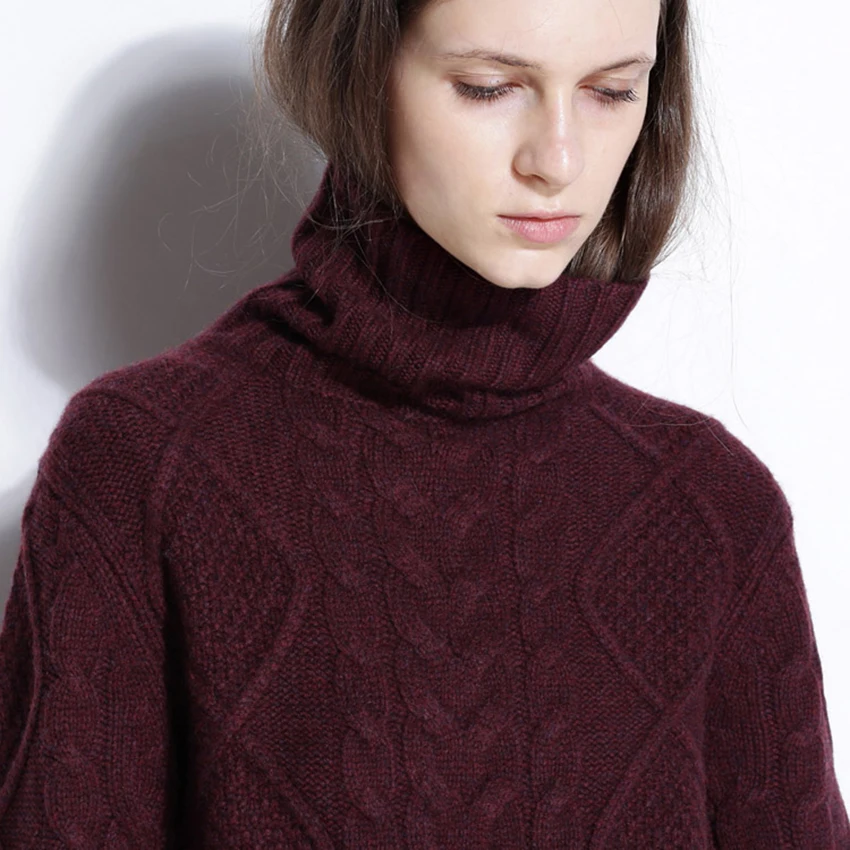 

Loose Styel Turtleneck Women Sweaters 100% Cashmere and Wool Pullovers Female Jumpers New Fashion Woman Clothes 4Color Girl Tops