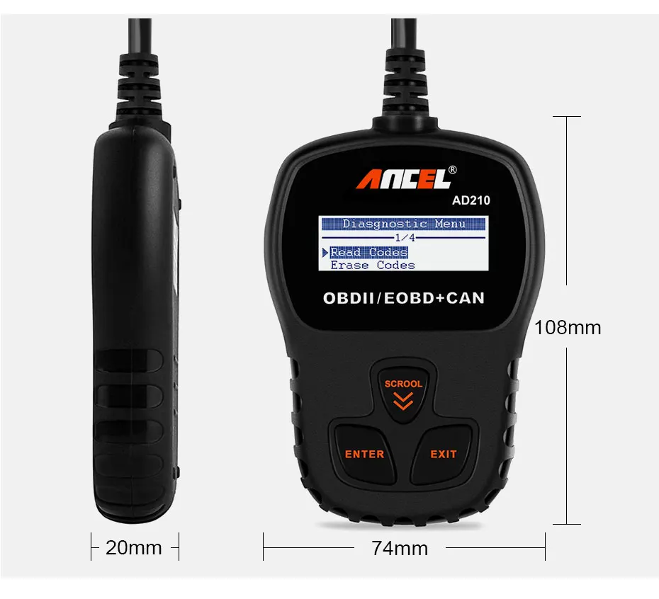 Ancel AD210 OBD2 сканер Авто OBD сканер автомобильный диагностический OBD 2 сканирующий инструмент для двигателя OBD Автомобильный сканер код ридер