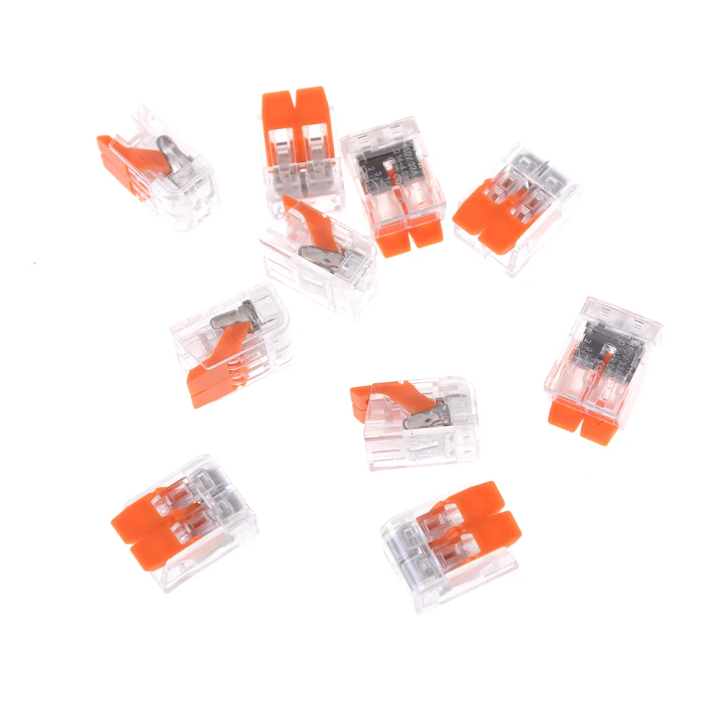 10 Pcs/lot 2 Pin awg Universal conductor terminal block with lever wire connector mini wire wiring connector