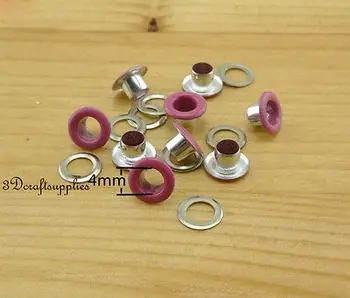 

eyelets metal with washer grommets Hot pink round 100 sets 4 mm AC72J