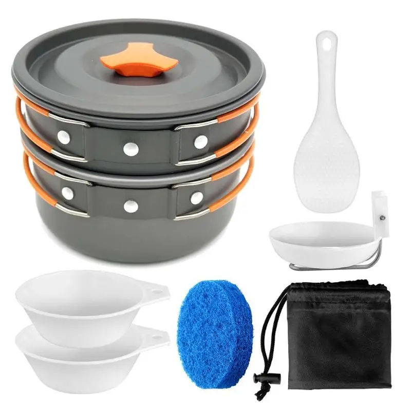 

Outdoor Camping Portable Pot Cookware Set Hiking Travel Picnic Tableware Aluminum Alloy Camp Cooking Supplies Tableware