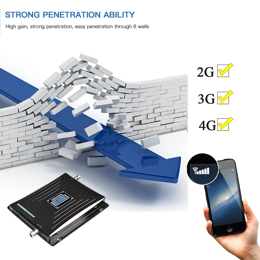 GSM 3g 4G трехдиапазонный повторитель сигнала мобильного телефона 900/1800/2100MHz 2G DCS WCDMA LTE усилитель сотовой связи S50