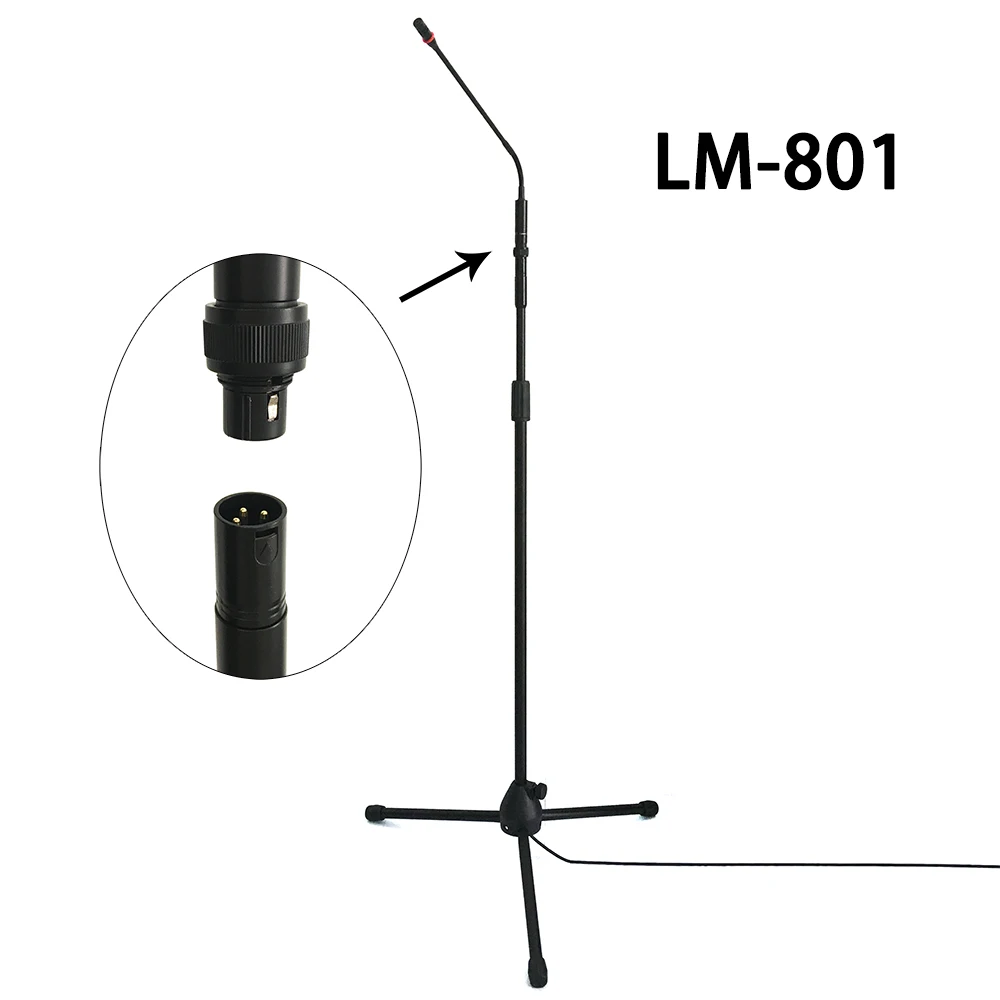 Профессиональный звукозаписывающий проводной конденсаторный лекционный микрофон с черным микрофоном подставка для ноутбука Микрофон XLR кабель для записи - Цвет: LM801