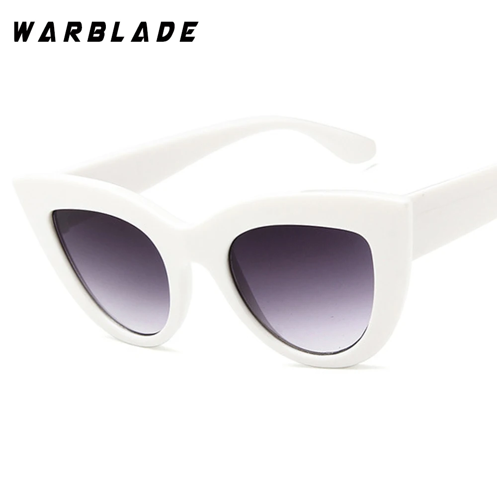 Модные солнцезащитные очки кошачий глаз женские брендовые дизайнерские солнцезащитные очки женские солнцезащитные очки Gafas De Sol женские очки WarBLade - Цвет линз: white grey