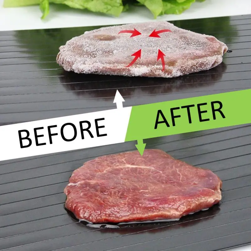 Defrost Tray Thaw Frozen Food Meat Fish In Minutes Home Defrosting Tray No Electricity Chemicals Microwave +Silicone Wrap Angles Defrost Tray Thaw Frozen Food Meat Fish In Minutes Home Defrosting Tray No Electricity Chemicals Microwave +Silicone Wrap Angles
