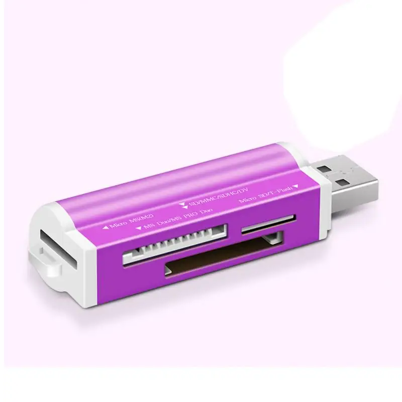 Адаптер кард-ридер из алюминиевого сплава USB 2,0 все в 1 многофункциональный SD/TF легкий стабильный Прямая#810 - Цвет: purple