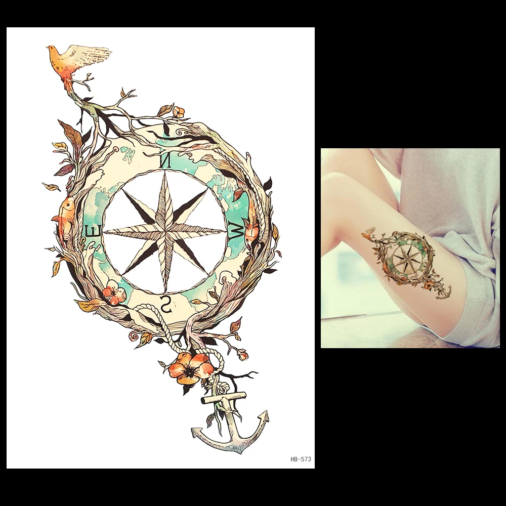 1 sheet temporary tattoo anchor star bird flower compass 1 sheet temporary tattoo anchor star bird flower compass