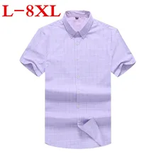 Большие размеры 8XL 7XL, однотонная Повседневная неформальная рубашка для мужчин, рубашки, Новая Летняя мужская рубашка с короткими рукавами высокого качества