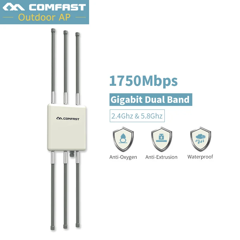 

1750Mbps Outdoor Wireless CPE Router Wifi Repeater 500mW WiFi Signal Amplifier Long-Range Access Point Router With 6*8dB Antenna
