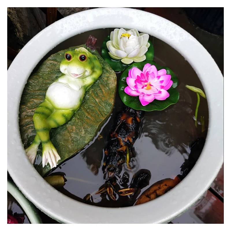Креативная Милая статуя лягушек из смолы, садовый пруд, Декоративная скульптура животных для домашнего стола, садовый декор, забавный подарок