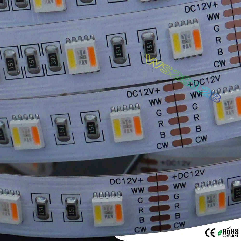 Светодиодная лента с чипом SMD 5050 5 м 12 В/24 В RGBWW цветов в 1 гибкий светильник RGB +