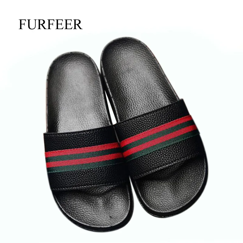 

Men's Flat Non-slip PVC Slippers Men's Indoor Slides Male Summer Beach Flip Flops Drop Shipping Slippers Big Size Striped Shoes