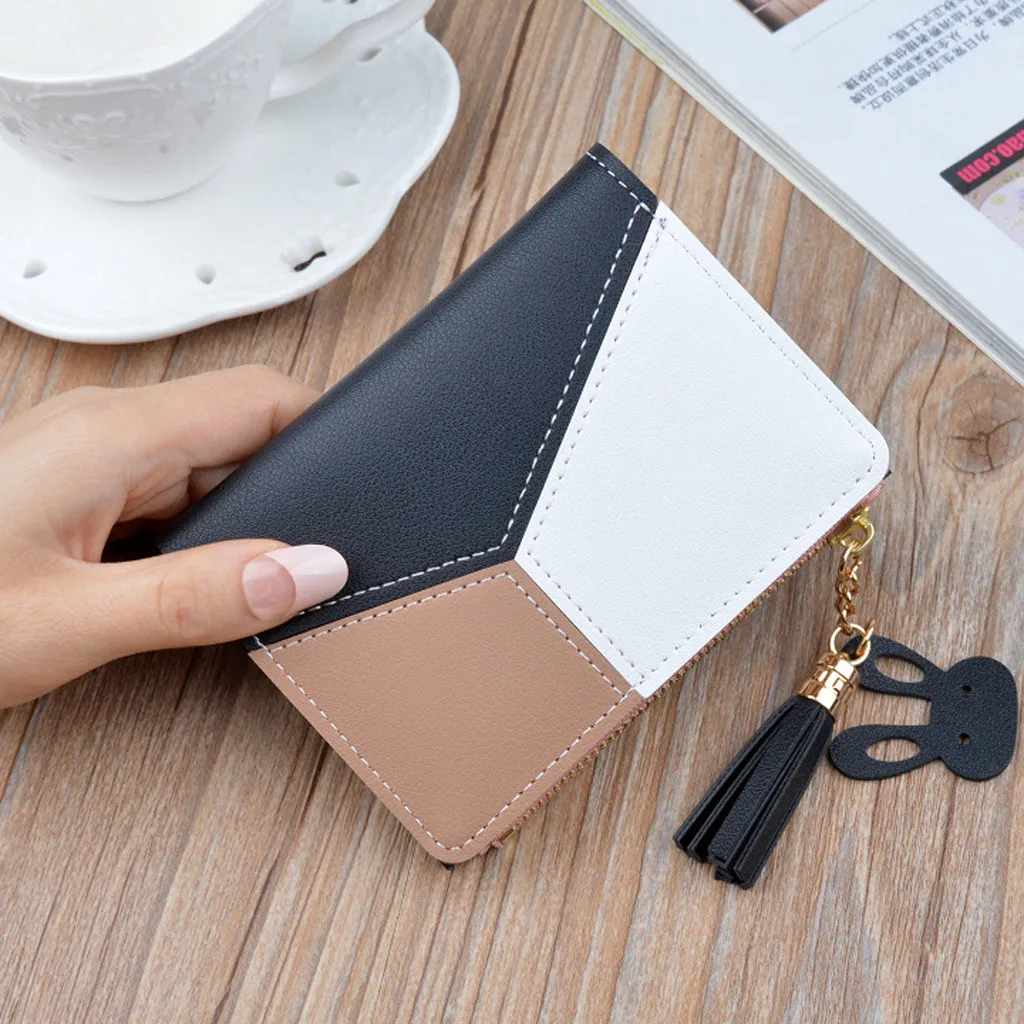 

coin purse Women Wallets Short Zipper Patchwork Panelled Coin Purse Card Holder Bag monederos para mujer monedas ladies wallet