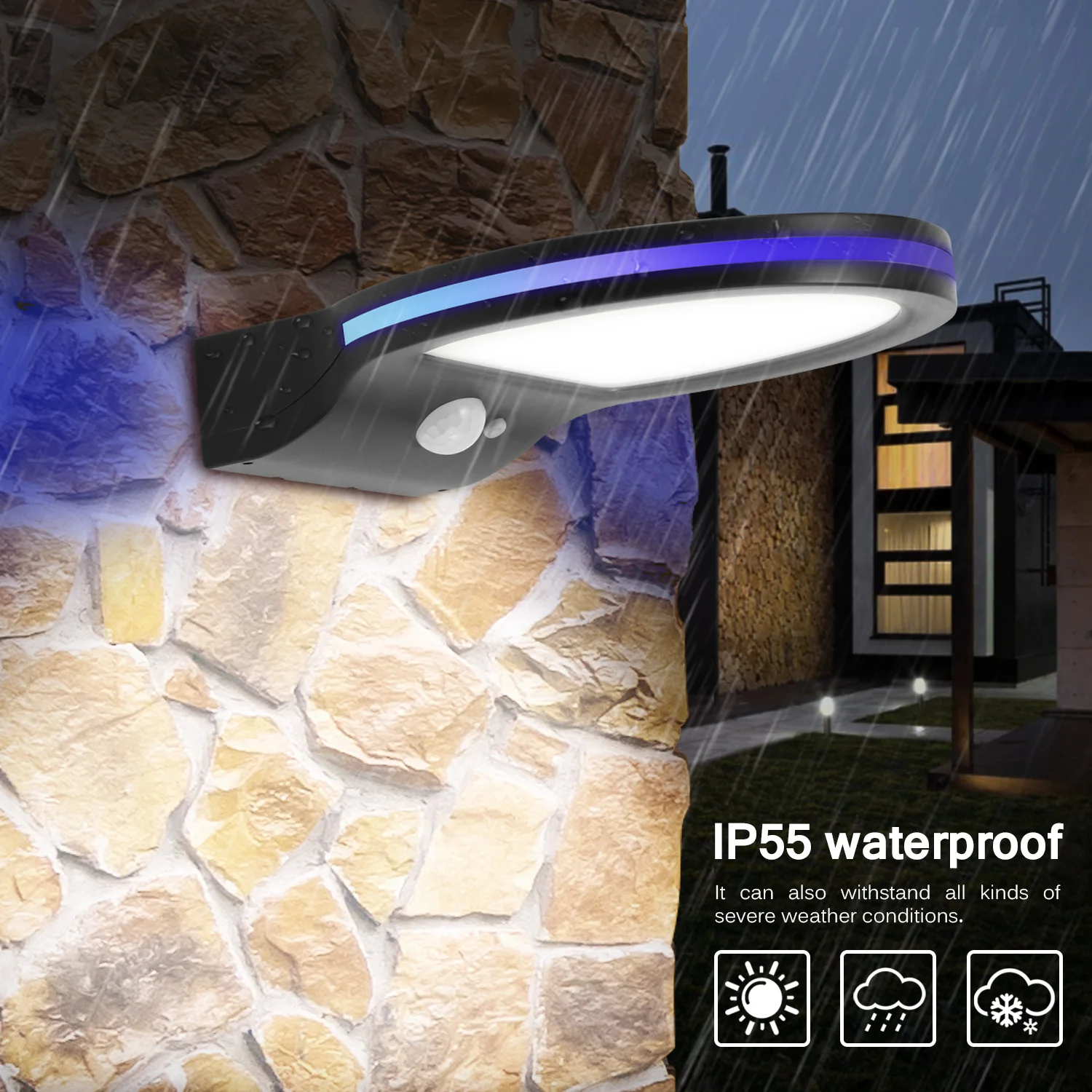 

LED Motion Sensor Wall Light Waterproof 38 LED Wall Light Solar Powered LED PIR Sensor Lamp for Walkway Fence Garden
