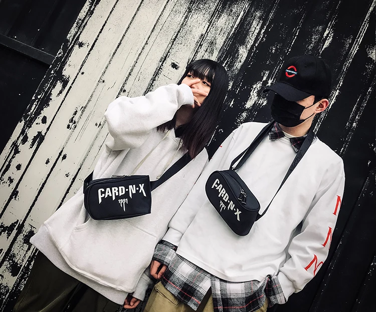 Hip Hop Streetwear Functional Chest Bag Unisex Men Women Oxford Black Waist Pack Fashion Belt Handbag Waist Shoulder Bum Bag