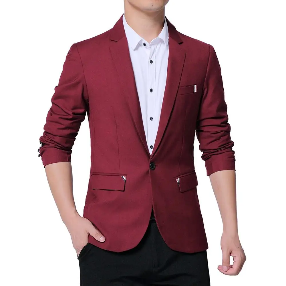 Men's Fashion New Style One Button Suit For Self-Cultivation Pure Color Coat Formal Jacket Man Slim Male Suit L15 - Цвет: Небесно-голубой