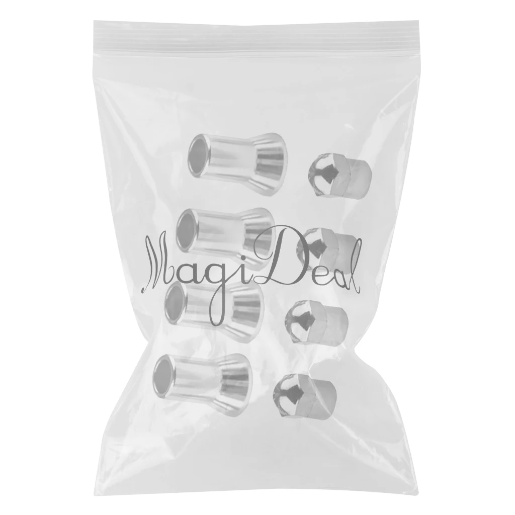 4 Sets TPMS Tire Valve Stem Caps & Sleeve Covers For American Car And Truck Set of Four Chrome Sleeves and Four Chrome Caps