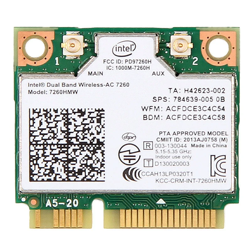 Новый двухдиапазонный беспроводной-Ac 7260 Intel 7260Hmw 7260Ac 2,4G/5 Ghz 802.11Ac Mini Pci-E 2X2 Wifi карта + Bluetooth 4,0 адаптер WLAN