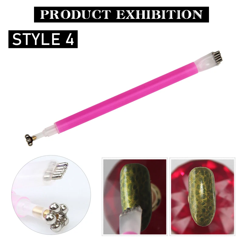 Saroline 3D кошачьи глаза магнитная палочка ломтик доска для ногтей Гель-лак УФ светодиодный DIY инструмент двуглавый магнитные пластины Ручка - Color: pink pen