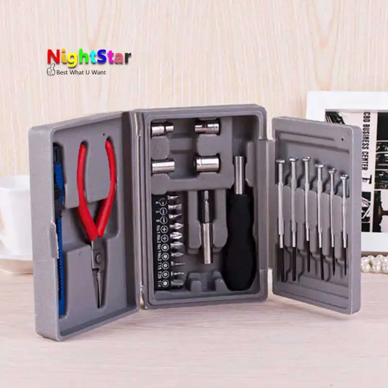 

24Pcs Household Tools Set Mixed Ironware Hardware Kit Box For Car computer phone Multi-function w/Toolbox