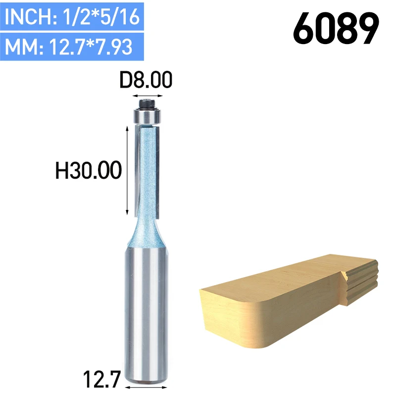 HUHAO 1 шт. 1/" хвостовик для промывания и подравнивания фрезы для древесины обрезные фрезы с подшипником деревообработки промышленного класса фрезы - Длина режущей кромки: 6089