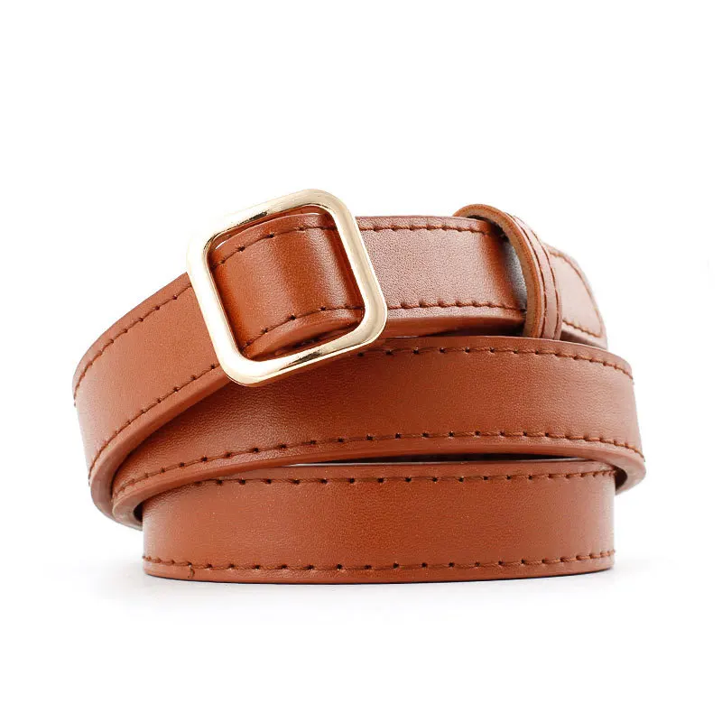 

OLOME Vintage 2cm Wide Black Brown Thin Leather Belt Female Japanese Pin Buckle Wild Student Retro Jean Ladie Women Waist Belts
