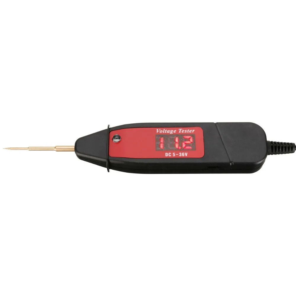 1.65m Spring Line Car Digital LCD Electric Voltage Test Pen Probe Detector Tester With LED Light for Auto Car Testing Tool