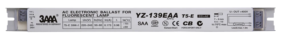 220V YZ-239EAA 2*39 Вт T5 электронный балласт YZ-139EAA 1*39 Вт выпрямителя Для 39 Вт L290D неоновая лампа T5-E Флуоресцентный светильник