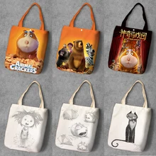 Магический цирк мультфильм печатных рециркулирует холст хозяйственная сумка большой емкости настроить Tote Модные женские повседневные сумки на плечо