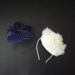 Темно-bkue со стразами Sinamay База чародей Hairband цвета слоновой кости Винтаж royal дамы Вечеринка Свадебная повязка Головные уборы новый