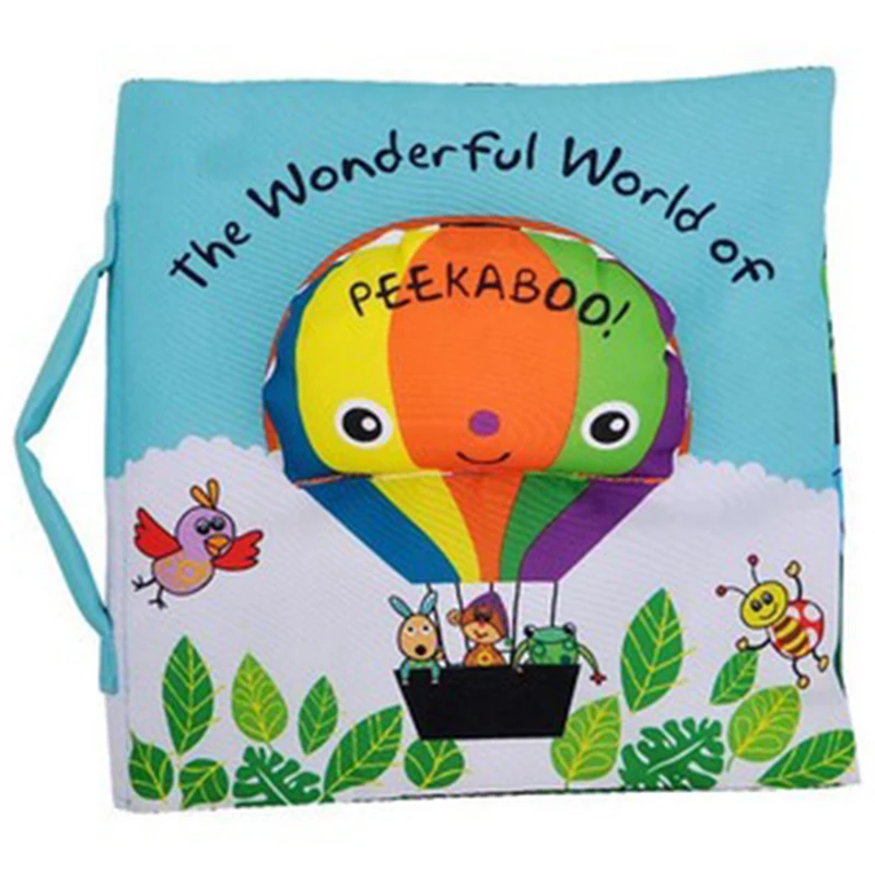 

Baby Toys Cloth Book Kids Educational Toys Fabric Balloon Peekaboo Animals English Teach Stereo Quiet Book For Newborn Babies