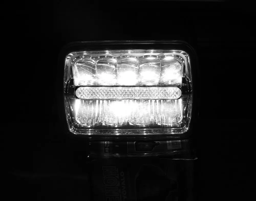 Square LED Headlight 7x6 5x7 Chrome Sealed Beam Replacement Daymaker Motorcycle 7 inch Headlight DRL For Jeep Cherokee XJ YJ MJ (11)