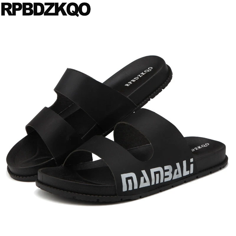

designer plus size slippers men sandals leather summer 2019 slides black beach fashion 46 45 water outdoor shoes flat casual