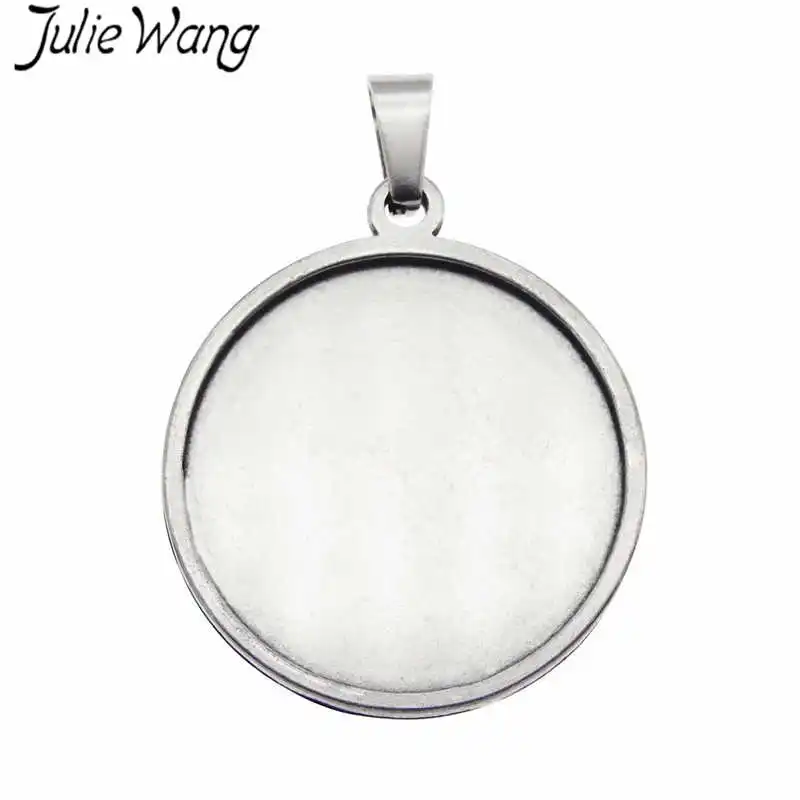 Julie Wang 1 шт. 25/30 мм Нержавеющая сталь Круглый безель на основе кабошона Настройки